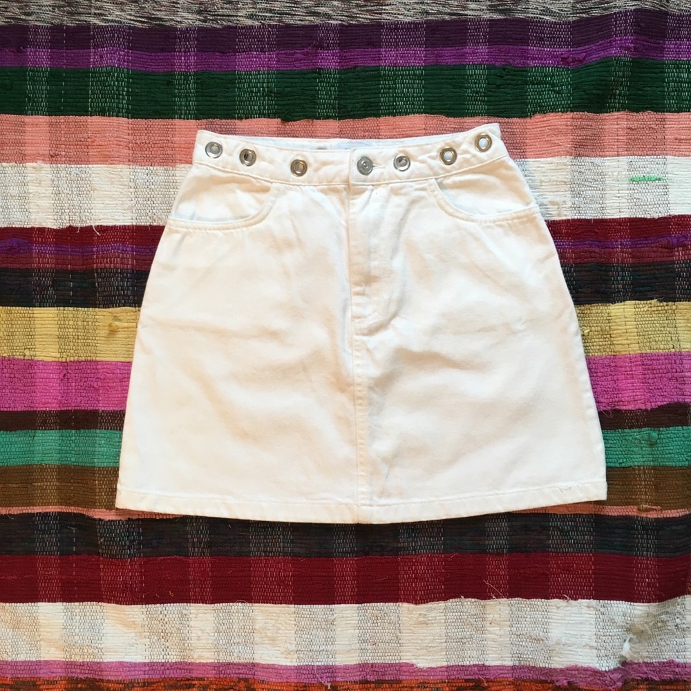 UO tie dye ready White denim skirt